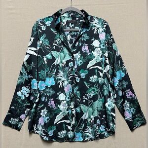 Banana Republic floral jungle print long sleeve blouse size M